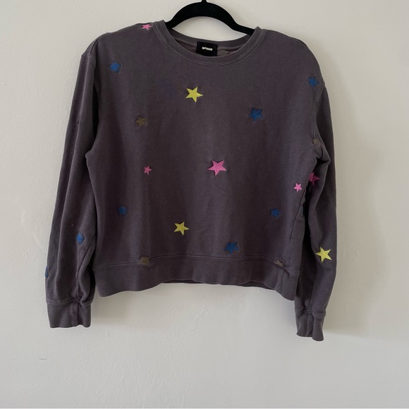 Monrow Embroidered Color Stars Boyfriend Sweatshirt